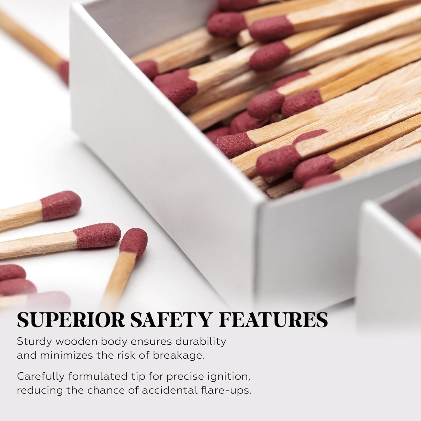 Luxtrous Extra Long Safety Matches 45 Matches Per Box Long-Lasting Camping Matches for Wood Burners, Fire Pits, Ovens, Extra Strong BBQ Fire Lighters (Pack of 6)