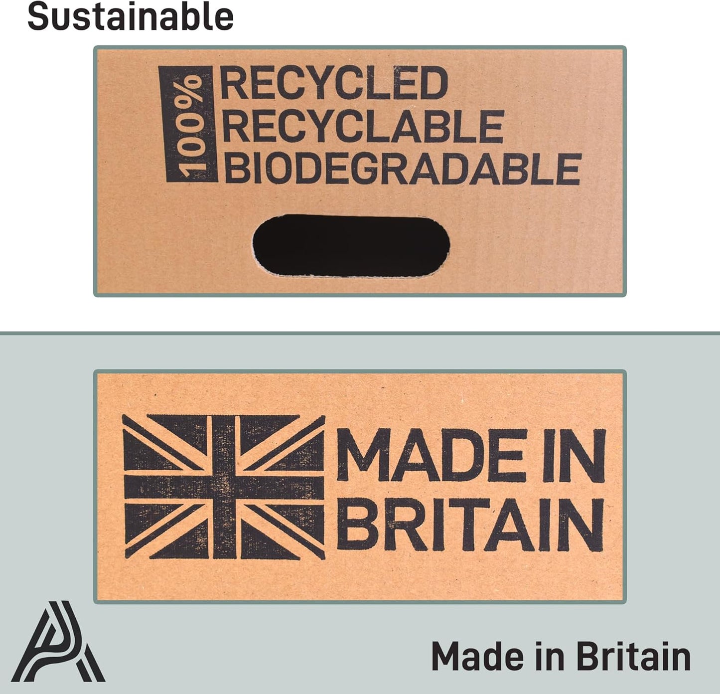 Aspect 5 Strong Large Cardboard Storage for Moving House 52cm x 30cm x 30cm Storage Packing Boxes With Lids Storage Boxes for Packing With Carry Handles - 47 Litres