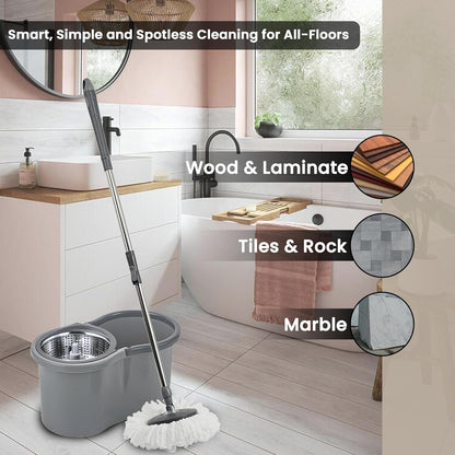 Aspect Mop and Buckets Sets Cleaning with 4 Wheel Turbo 16 Liter Microfiber Spin Wringer Mob for Cleaning tools and 360° Clean Hard Floor with EXTRA 3 Washable Mops Pads