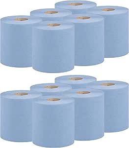 ASPECT Blue Roll (Pack of 6)(2400 Sheet) Centrefeed 2 Ply Kitchen Rolls Embossed Pattern Paper Towels Strong and Absorbent Tissue Paper Wipe Away Perfect for Commercial & Kitchen Use