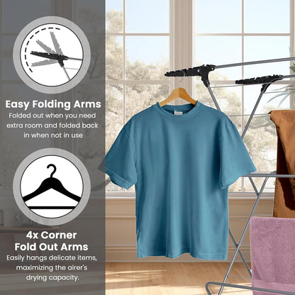 Aspect Clothes Airer,Clothes Drying Rack, 3 Tier Clothes Airer Indoor Cloth Airer With Extra Wings, Non-Slip Wet Clothes Dryer, Folding Clothes Horse Indoor and Outdoor All Weather Laundry Rack