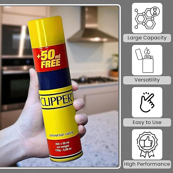 Luxtrous Genuine Clipper Gas - Universal Refill Fluid for Lighters, BBQ, and Cooking - 300ml Capacity - Reliable & Safe Fuel Solution (Pack of 4)