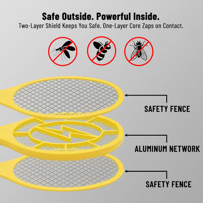 Aspect Electric Fly Zapper, Fly Swatter Battery Operated Handheld 3 Layer Safety Mesh Bug Zapper Racket,Electric Racket Bat Indoor Outdoor Insect Catcher For Killing Insects Flies Bugs for Home,Garden