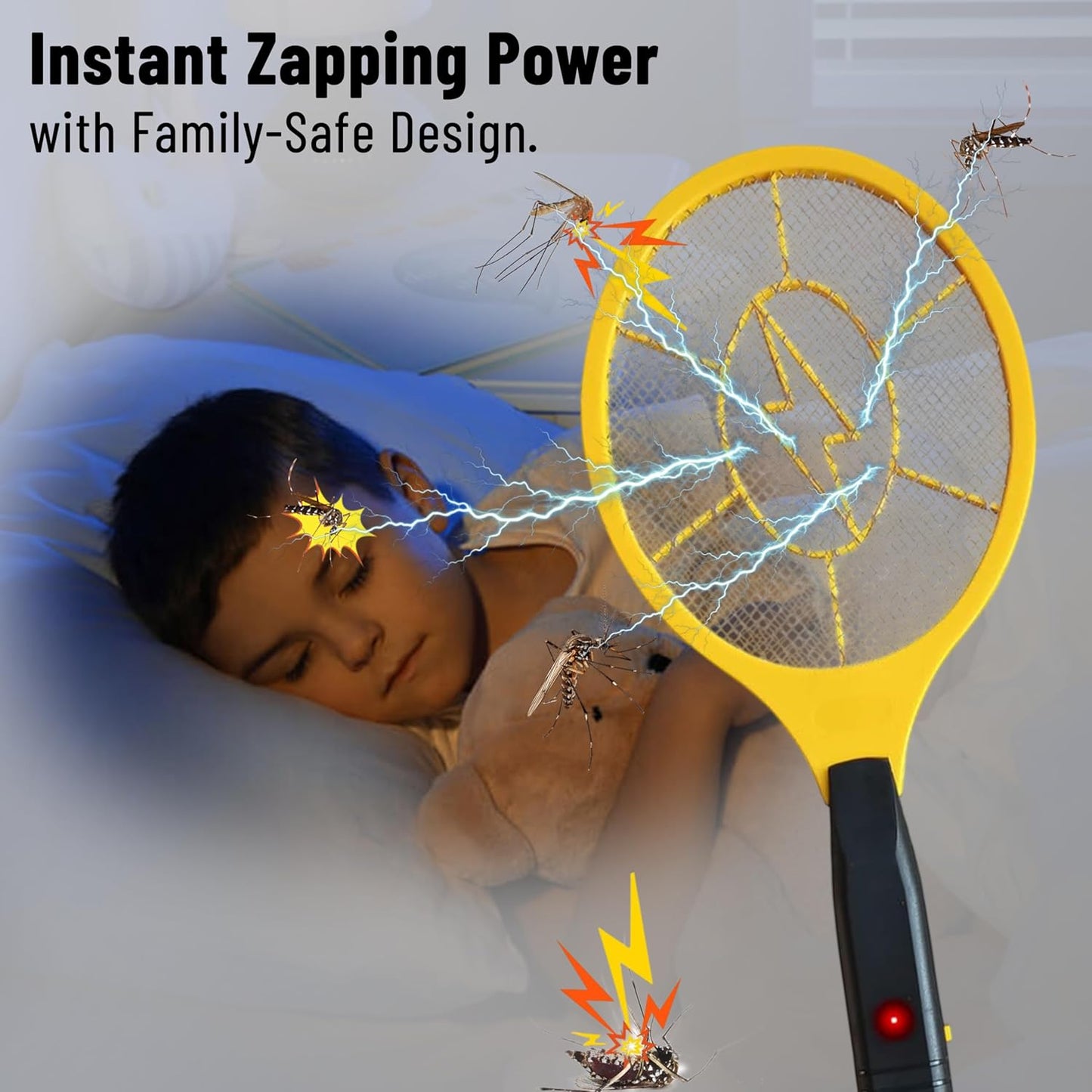Aspect Electric Fly Zapper, Fly Swatter Battery Operated Handheld 3 Layer Safety Mesh Bug Zapper Racket,Electric Racket Bat Indoor Outdoor Insect Catcher For Killing Insects Flies Bugs for Home,Garden