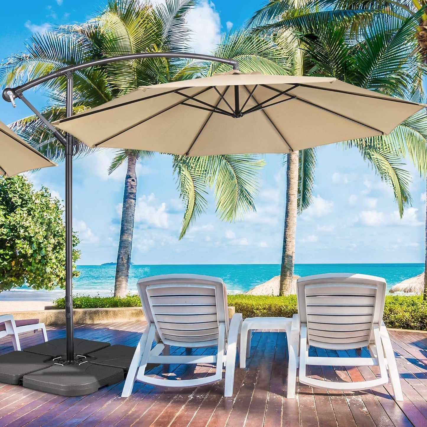 Aspect Square Parasol Base Set of 4 Outdoor Umbrella Cantilever Parasol Base Stand Weights for Patio Offset, Parasols water & sand Fillable weights