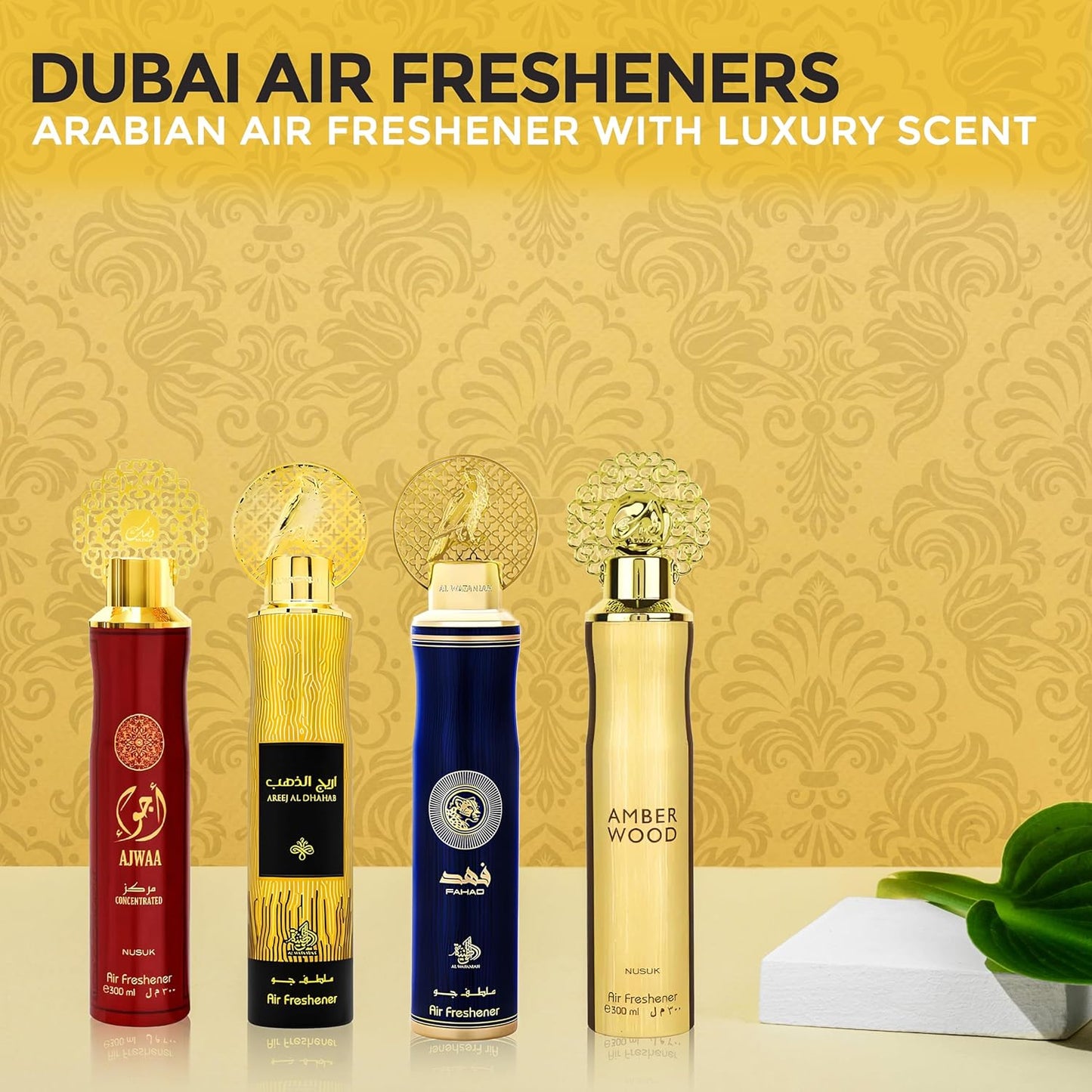 Luxtrous Long-Lasting Dubai Air Fresheners – Alcohol-Free Arabic Air Freshener for Home, Office, Hotel, Car & More | Arabian Air Freshener with Luxury Scent, 300 ml (Pack of 3) (Goodness Oud Black)