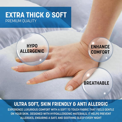 Luxtrous Mattress Topper Double Bed 12.5cm Premium White filled 85% goose feather and 15% down Quilted Extra Deep Ultra Fluffy and Breathable Strong Elastic Bands Fit up to 40cm(Double)