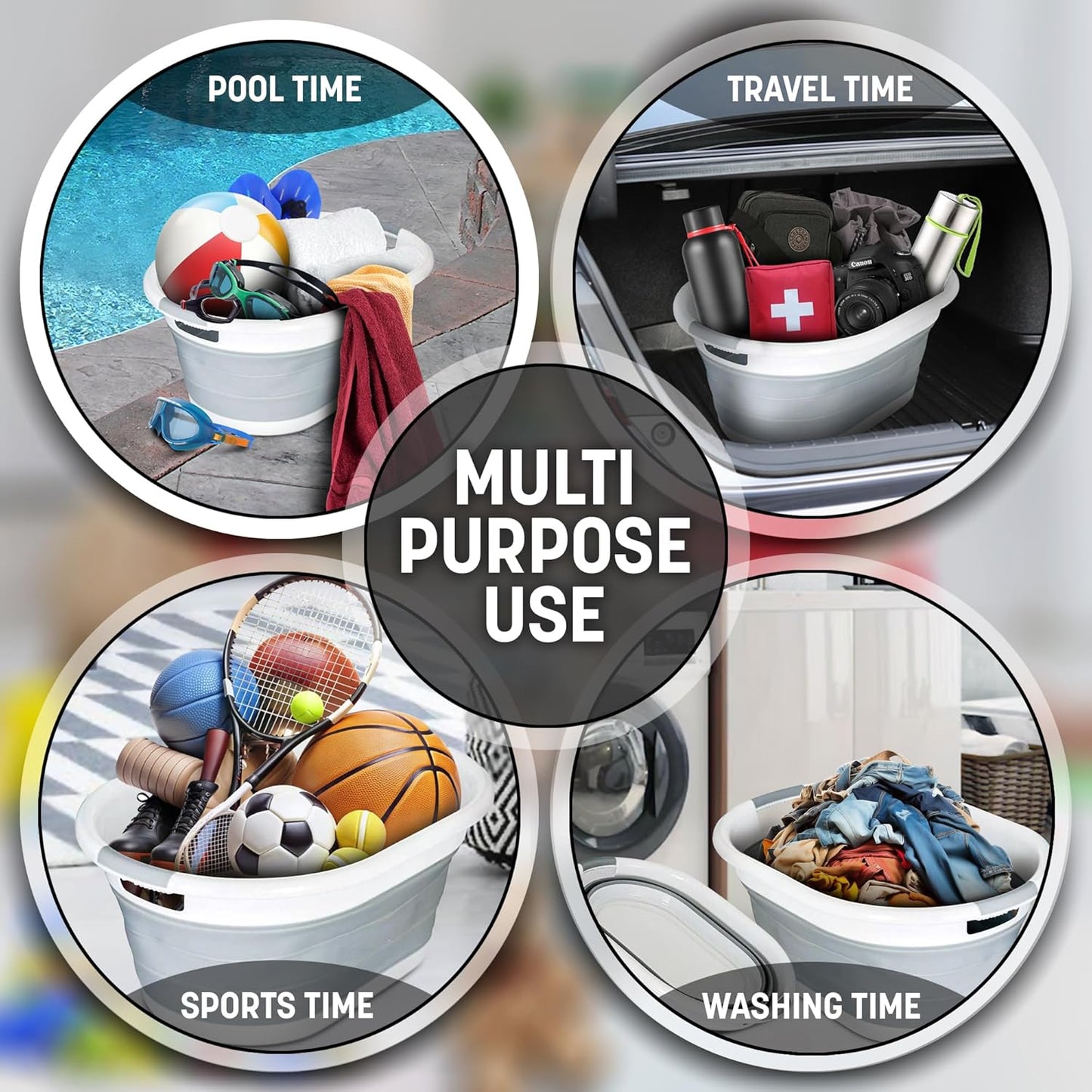 Aspect 67L Collapsible & Portable Laundry Basket | Convenient and Easy Space Saving Storage with Durable Plastic Handles | Preserve Hygiene | Perfect for Laundry Sorting Grey & White