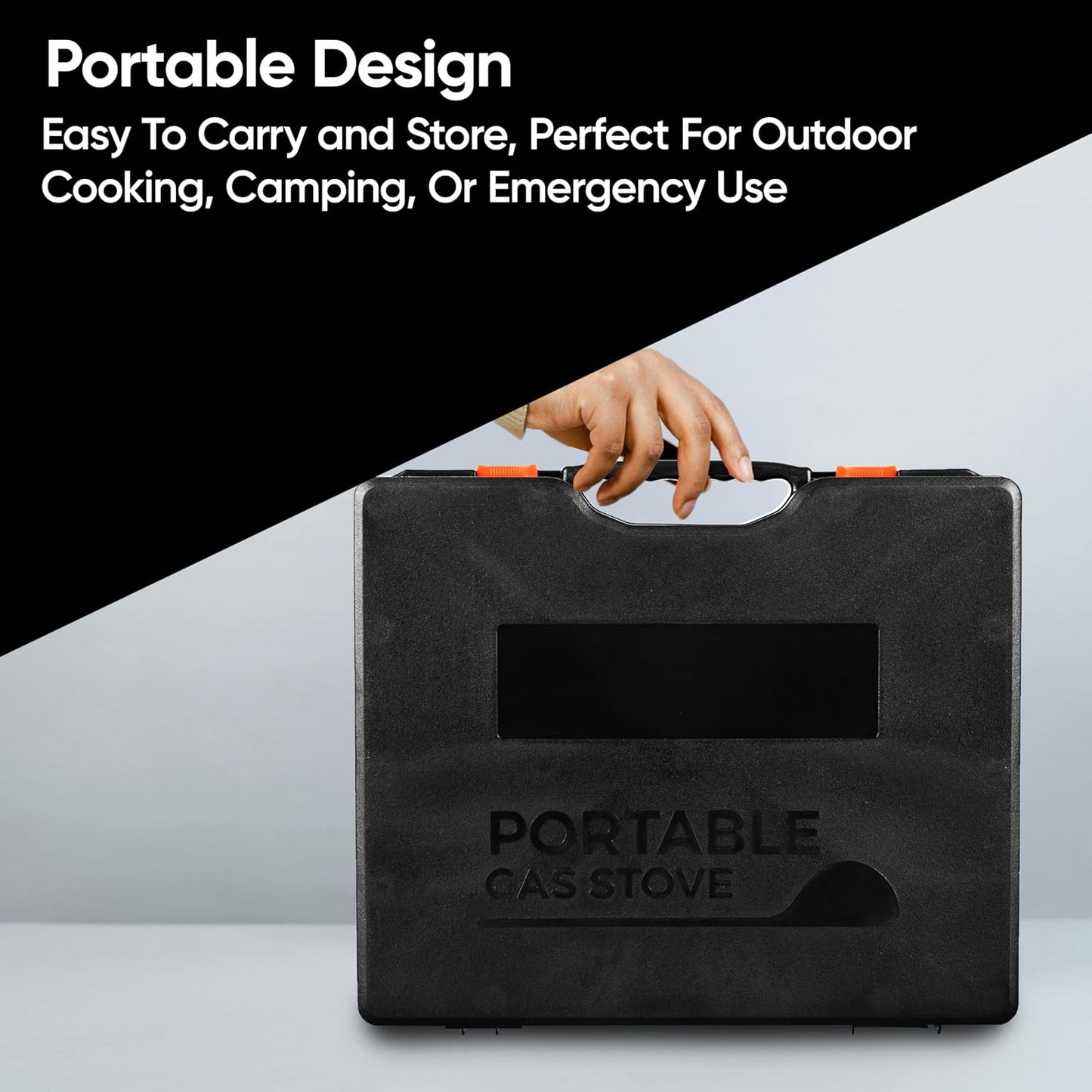 Aspect Camping Stove Portable With 4 Butane Gas Camp Kitchen Equipment Single Burner Outdoor/Indoor - Camping Stove with Automatic Ignition & Heat Control - Cooking Grill, Picnics, BBQ – Black