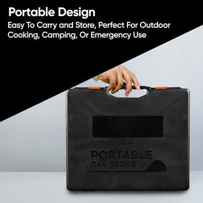 Aspect Portable Camping Stove with Cary Case, Single Burner, Automatic Ignition, Heat Control, Premium Camping Gas Stove, Indoor/Outdoor, Black Caravan