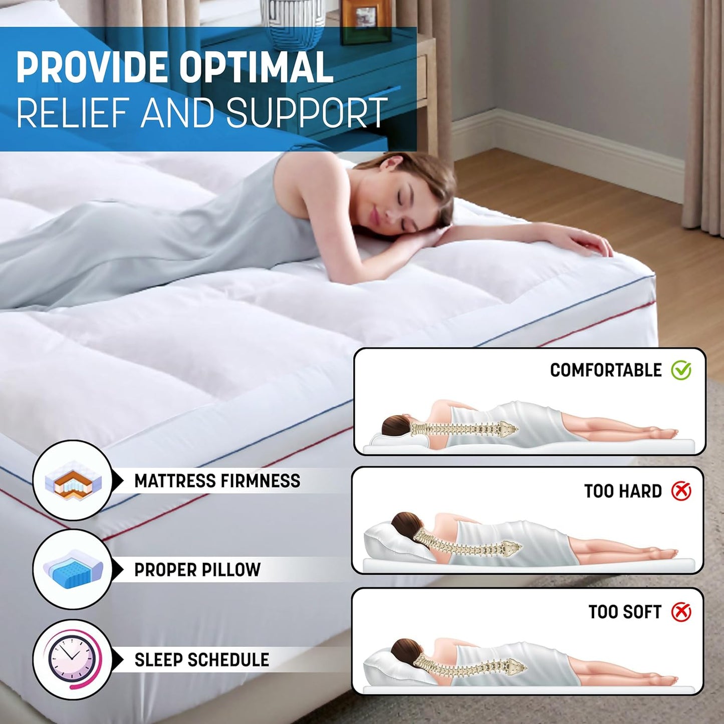 Luxtrous Single Mattress Topper 12.5cm Thick Extra Deep Ultra Fluffy&Breathable Microfiber Fits with Elastic Straps,Hotel Quality Hypoallergenic Single Bed Topper,Enhances Comfort(Fit Up to 40cm)