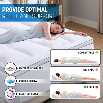 Luxtrous Mattress Topper Double Bed 12.5cm Premium White filled 85% goose feather and 15% down Quilted Extra Deep Ultra Fluffy and Breathable Strong Elastic Bands Fit up to 40cm(Double)