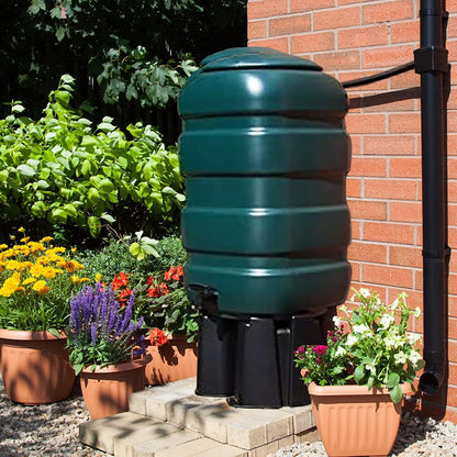 Fine Garden 100L Water Butt Kit with Stand, Tap, Hose, T-Piece, Diverter Complete Rainwater Collector for Eco-Friendly Gardening and Water Conservation and Water with Easy Installation.