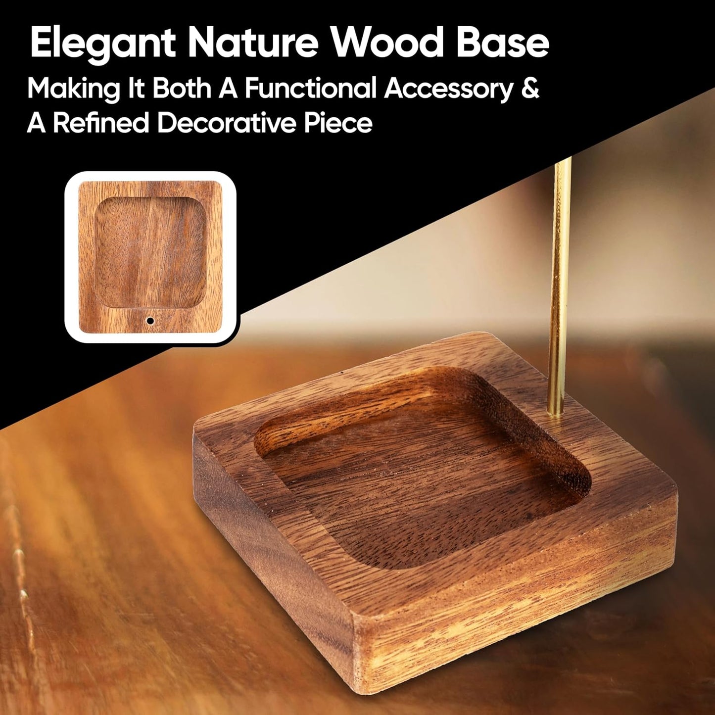 Aspect Incense Holder for Sticks with Removable Glass Ash Catcher, Upgrade Wooden Mess-Free Incense Stick Burner Holder for Yoga Spa Meditation and Home Relaxation (Square)