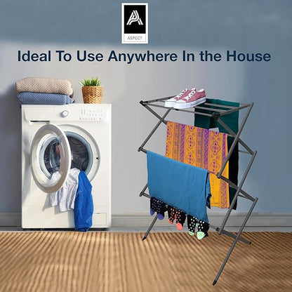 LUXTROUS Expandable Clothes Drying Rack-Foldable 3-Tier Laundry Drying Rack, Adjustable Towel Rack Air Drying Clothing - Indoor & Outdoor Foldable Drying Racks Horse Airer, Grey