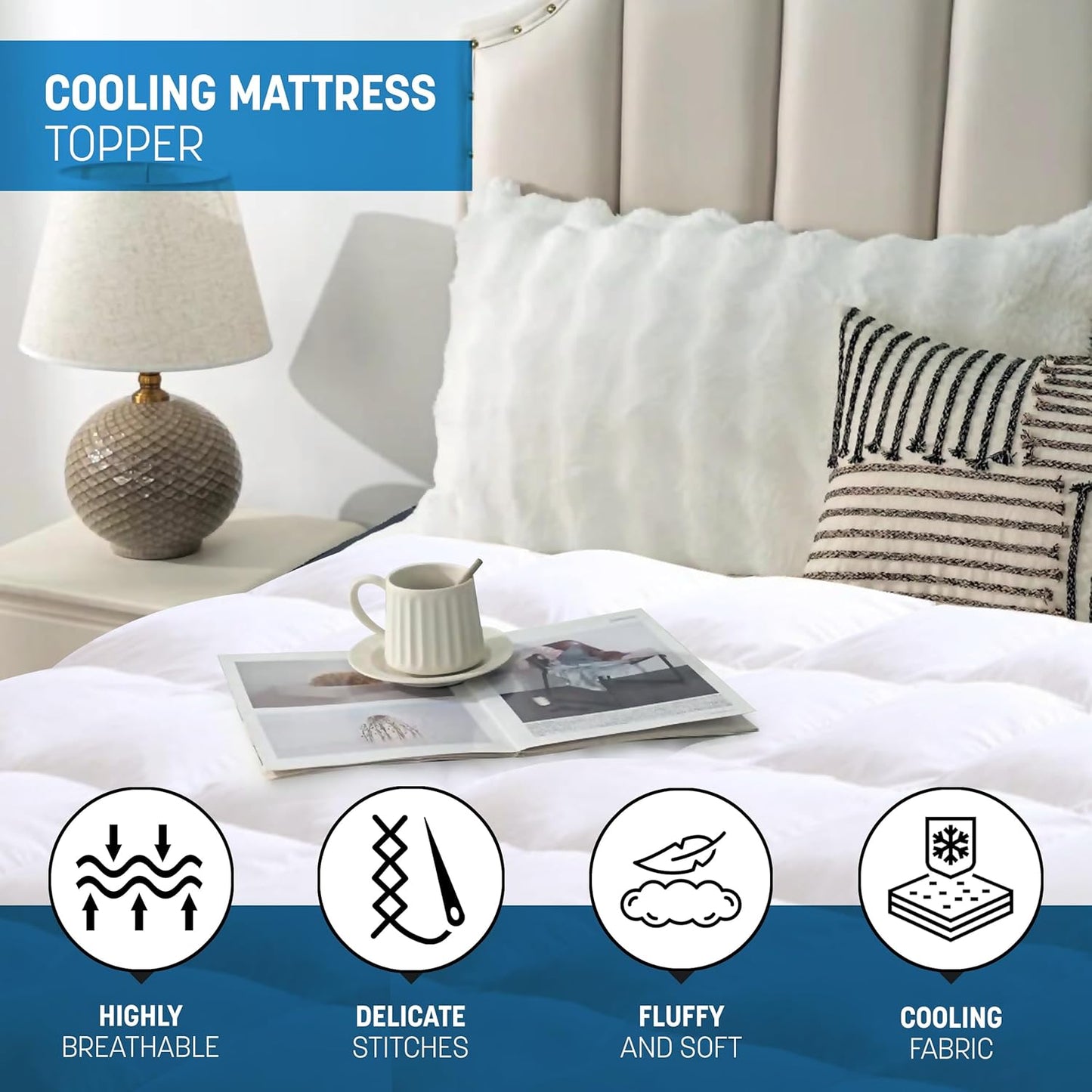 Luxtrous Single Mattress Topper 12.5cm Thick Extra Deep Ultra Fluffy&Breathable Microfiber Fits with Elastic Straps,Hotel Quality Hypoallergenic Single Bed Topper,Enhances Comfort(Fit Up to 40cm)