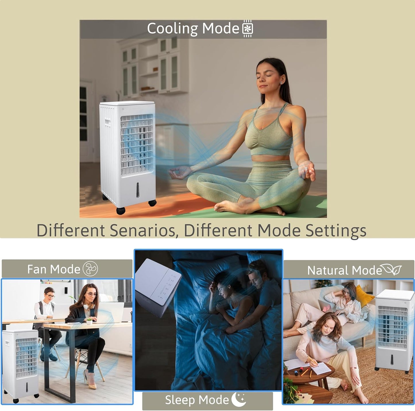 Aspect Air Cooler - 4L Portable Remote Control Air Conditioner Cooler Fan, Evaporative Air Purifier & Humidifier,Touch Panel Display Energy Efficient Cooling for Home & Office