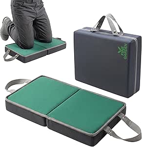 FINE GARDEN Kneeling Pad, 7cm Memory Foam Pillow Extra Thick Foldable Garden Kneeling Pad with Handles Perfect for Gardening, Bath Kneeler, Seat Cushion, Yoga,Housework (Green)