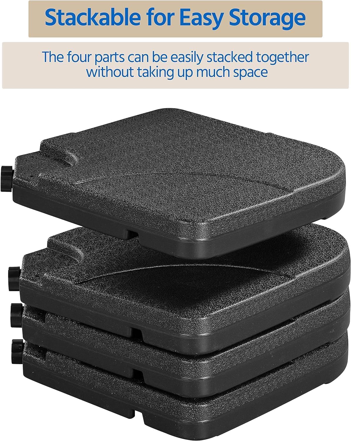 Aspect Square Parasol Base Set of 4 Outdoor Umbrella Cantilever Parasol Base Stand Weights for Patio Offset, Parasols water & sand Fillable weights