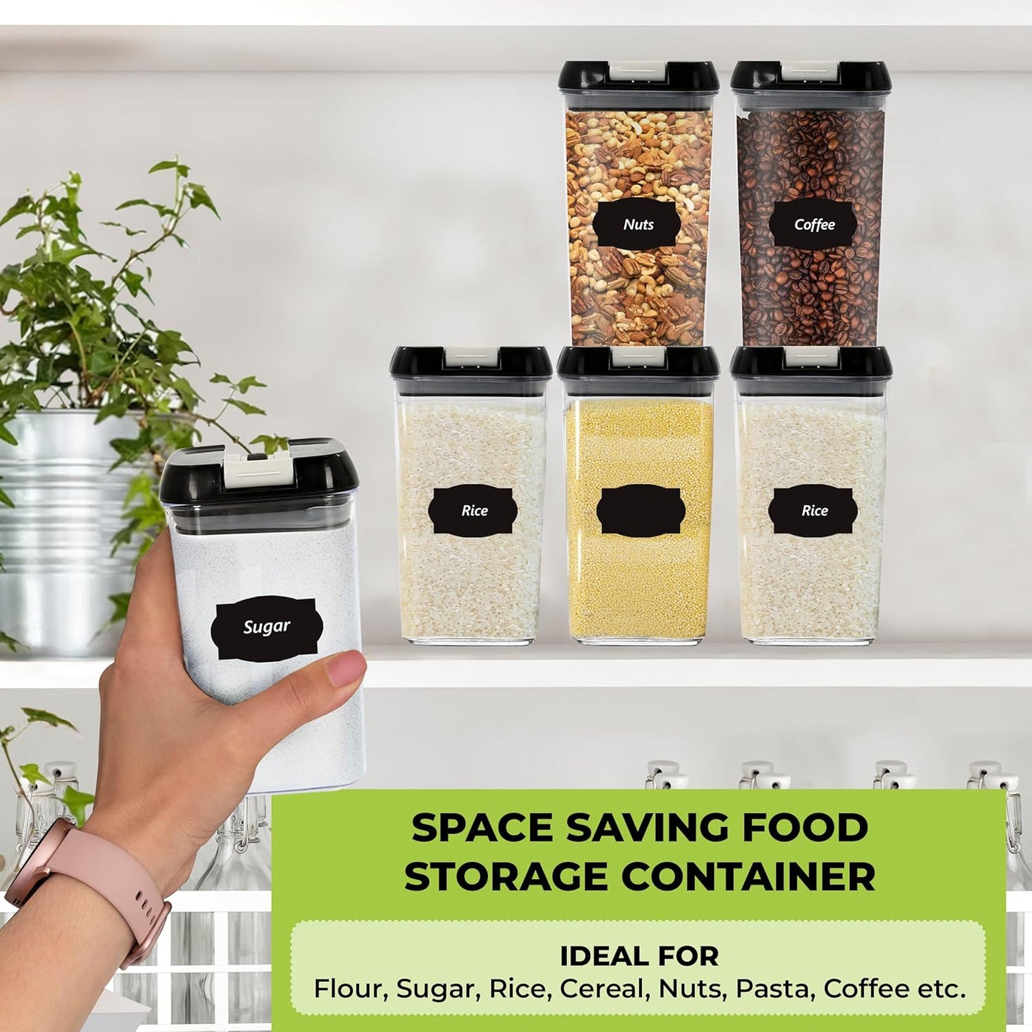 LUXTROUS Heavy Duty Airtight Food Storage Containers – Plastic Multi-Size Storage Jars (3pcs X 1.2L)