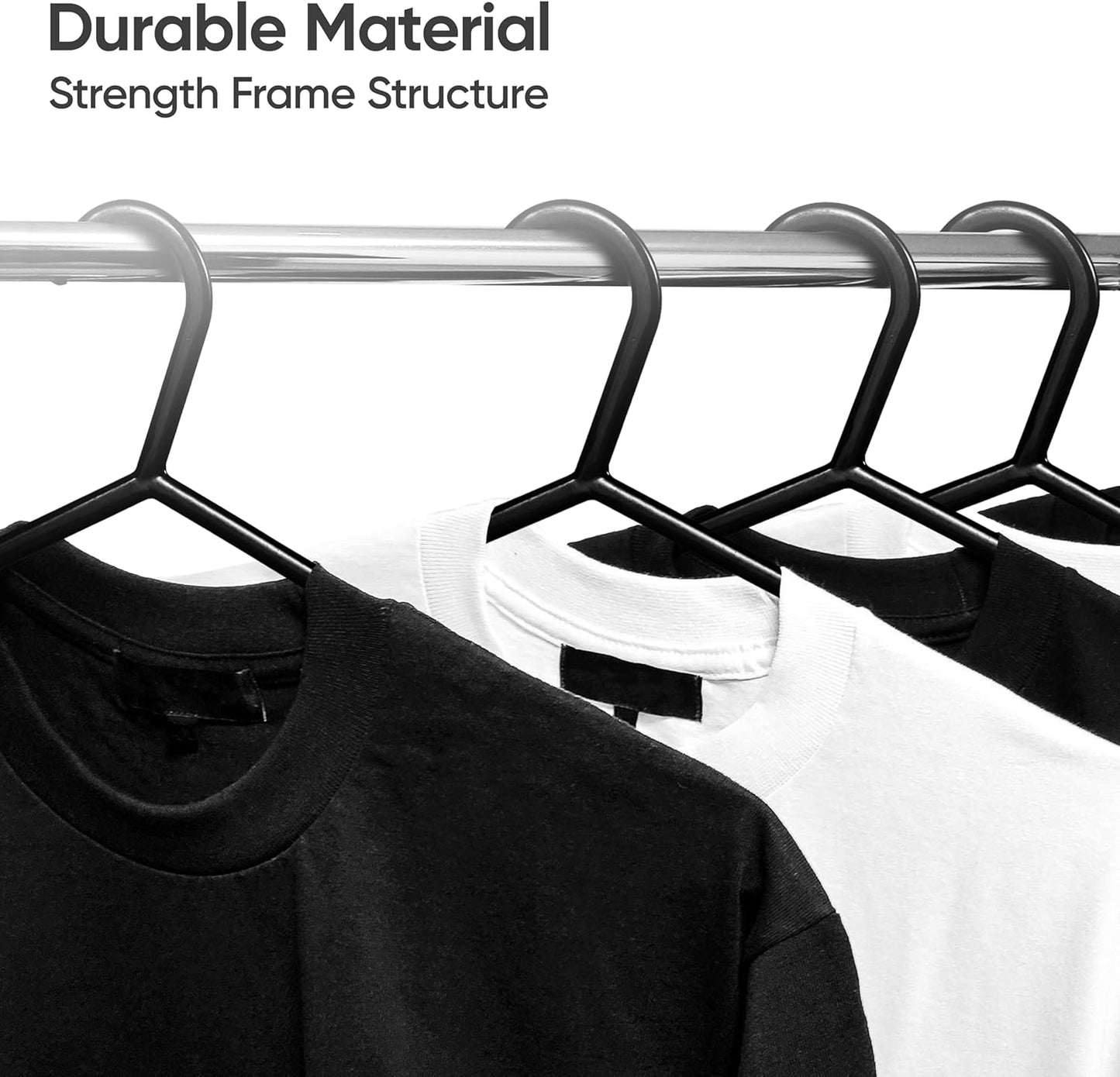 Aspect 25pk Adult Plastic Coat Hangers Heavy Duty Strong Plastic Hangers Lightweight Space Saving Organiser for Wardrobe,Non-Slip,Clothing Hanger,Suit Pants TrouserBar and Closet Clothing Rail - Black