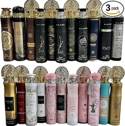 Luxtrous Air Freshener Spray 300ML Free from Alcohol - Arabian Fragrances - Perfect Air Fresheners for Home Luxury Scent, Surprise Scents, Long Lasting (Pack of 3) (3 x Mixed Maahir)