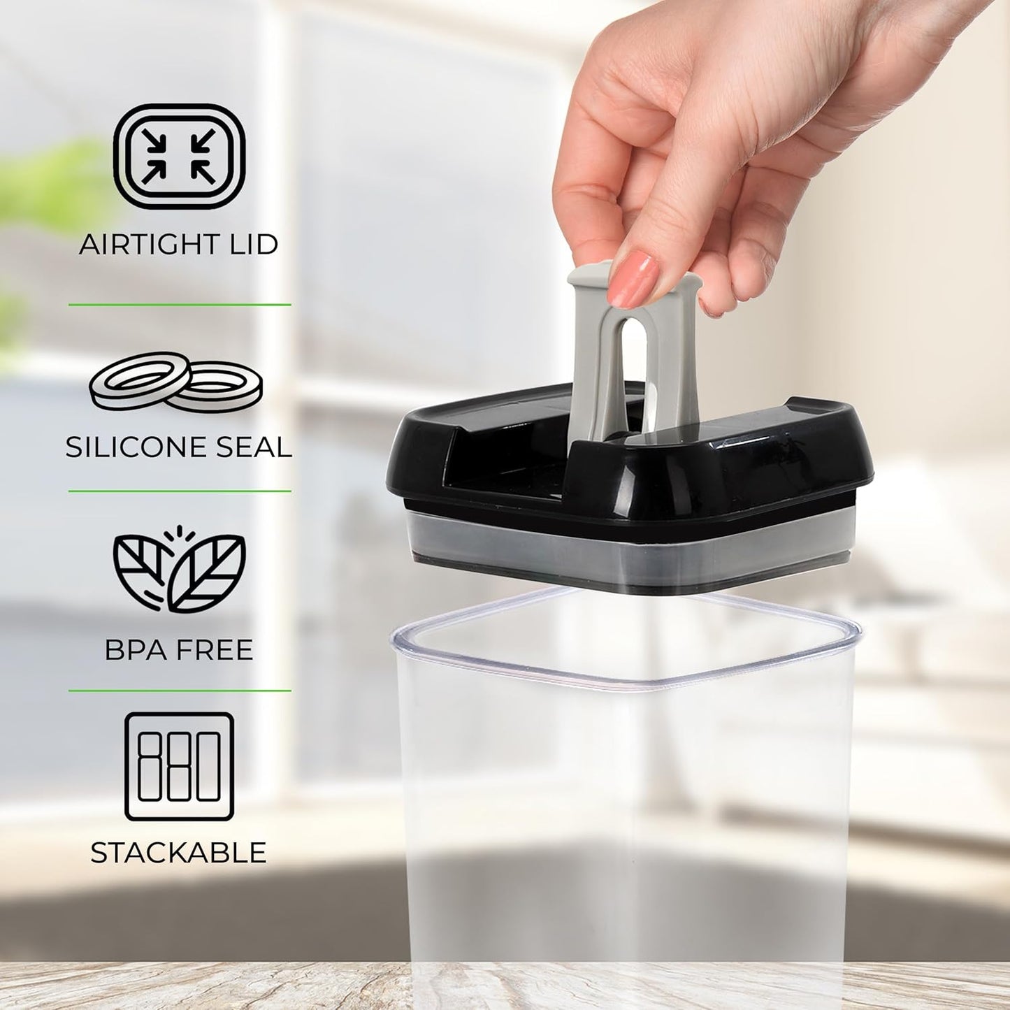 LUXTROUS Heavy Duty Airtight Food Storage Containers – Plastic Multi-Size Storage Jars (3pcs X 1.2L)