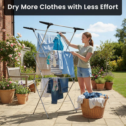 Aspect Clothes Airer,Clothes Drying Rack, 3 Tier Clothes Airer Indoor Cloth Airer With Extra Wings, Non-Slip Wet Clothes Dryer, Folding Clothes Horse Indoor and Outdoor All Weather Laundry Rack