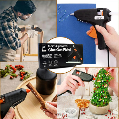 Aspect Hot Glue Gun Mini Fireproof Kit with 100 Glue Sticks 7mm, DIY for School Crafting Arts, Tool, Sealing, Home Repairs, Cards, Cardboard, Plastic and Glass Pistol Design