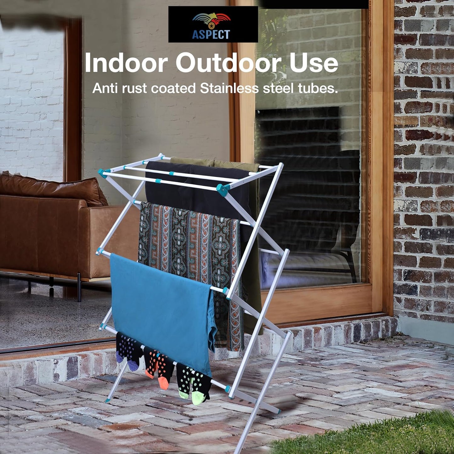 Aspect Expandable Clothes Drying Rack, Clothes Airer, Foldable Laundry Drying Rack, 3-Tier Collapsible Clothing Dryer, Adjustable Towel Rack for Air Drying Clothing, suitable for indoor