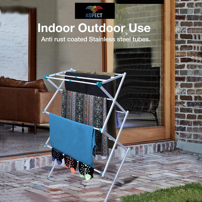 Aspect Expandable Clothes Drying Rack, Clothes Airer, Foldable Laundry Drying Rack, 3-Tier Collapsible Clothing Dryer, Adjustable Towel Rack for Air Drying Clothing, suitable for indoor