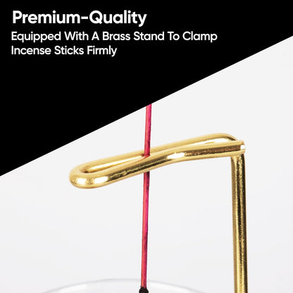 Aspect Incense Holder for Sticks with Removable Glass Ash Catcher, Upgrade Wooden Mess-Free Incense Stick Burner Holder for Yoga Spa Meditation and Home Relaxation (Round)