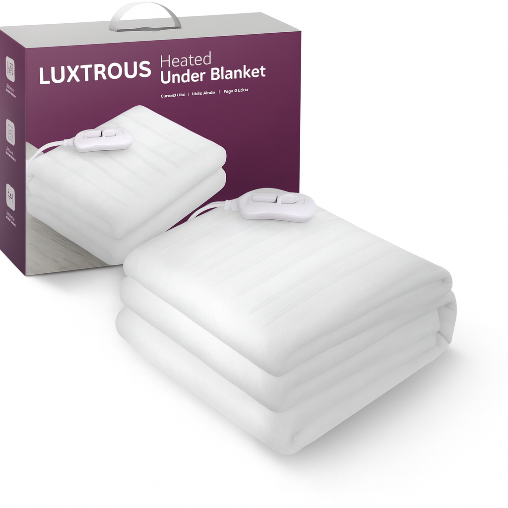 LUXTROUS Electric Blanket, Soft Polyester Electric Blanket Fitted Underblanket Mattress Cover With 3 Heat Settings Detachable Remote, Overheat Protection,Machine Washable Heated Blankets(Double)