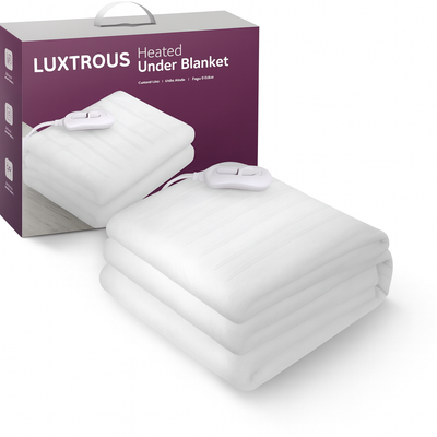 LUXTROUS Electric Blanket, Soft Polyester Electric Blanket Fitted Underblanket Mattress Cover With 3 Heat Settings Detachable Remote, Overheat Protection,Machine Washable Heated Blankets(Double)