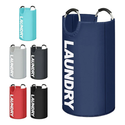 Luxtrous 90L Large Collapsible Laundry Bag, Modern Style Collapsible Fabric Large Laundry Basket, Hamper, Foldable Clothes Bag, Folding Washing Bin 6 Colors available (Dark blue)