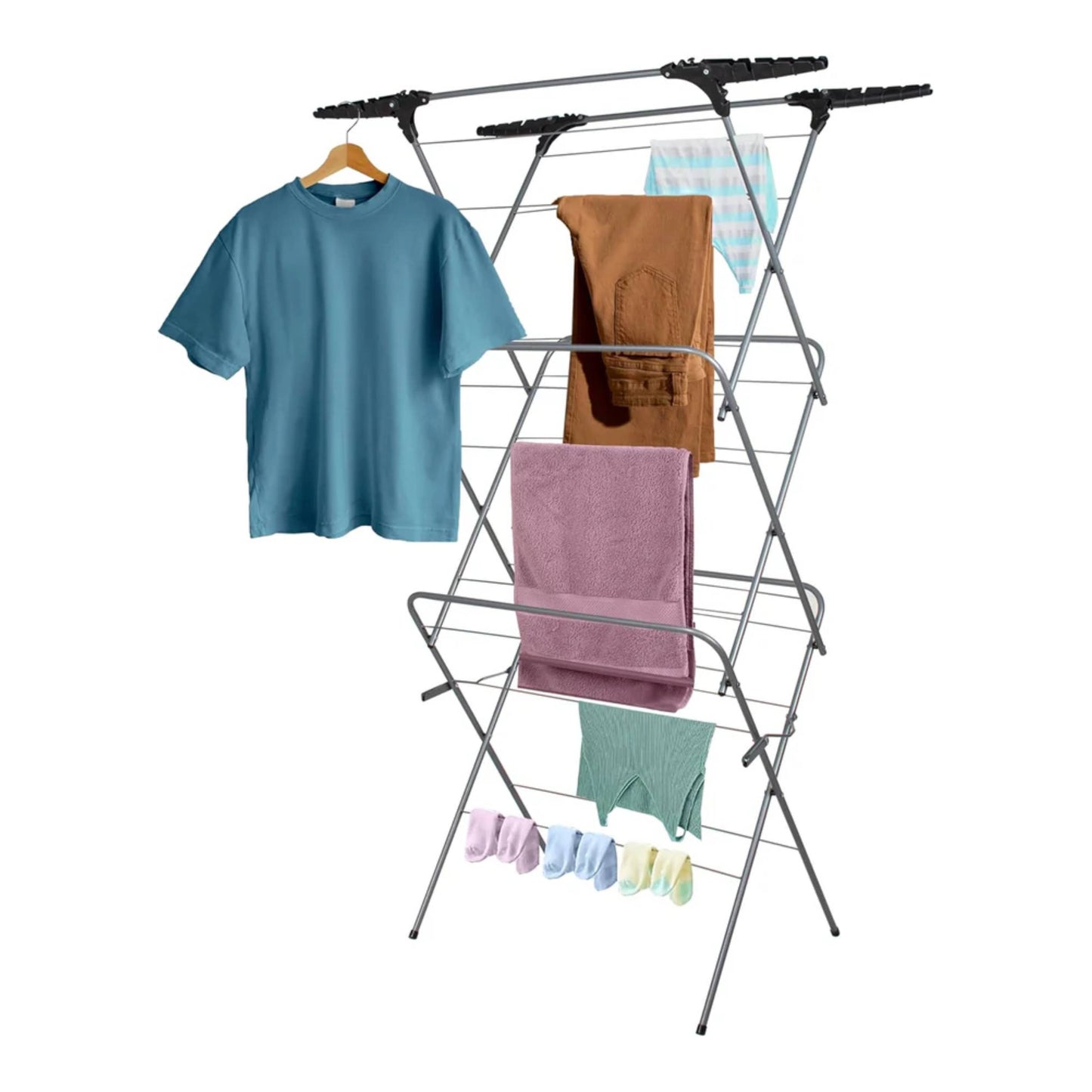 Aspect Clothes Airer,Clothes Drying Rack, 3 Tier Clothes Airer Indoor Cloth Airer With Extra Wings, Non-Slip Wet Clothes Dryer, Folding Clothes Horse Indoor and Outdoor All Weather Laundry Rack