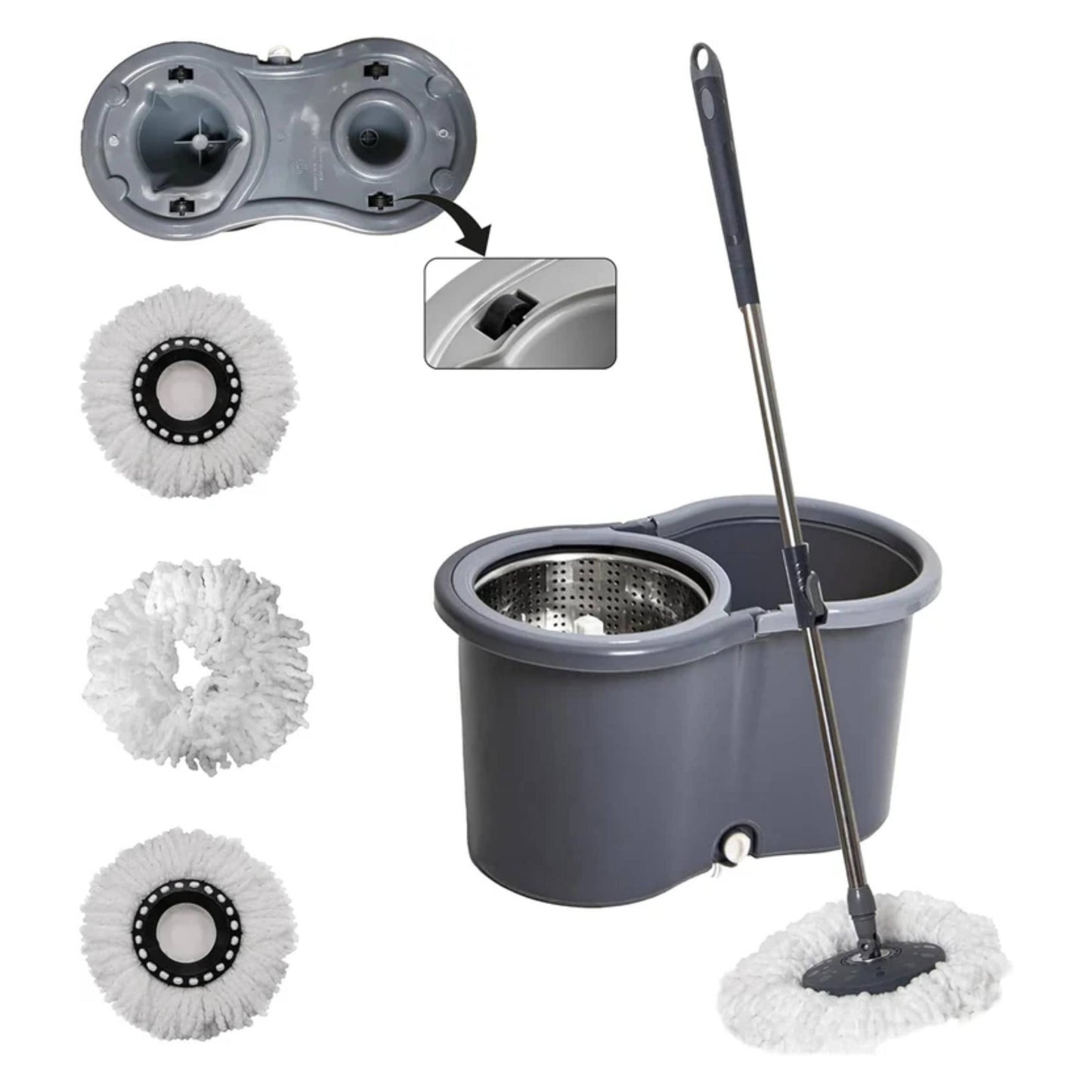 Aspect Mop and Buckets Sets Cleaning with 4 Wheel Turbo 16 Liter Microfiber Spin Wringer Mob for Cleaning tools and 360° Clean Hard Floor with EXTRA 3 Washable Mops Pads