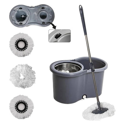 Aspect Mop and Buckets Sets Cleaning with 4 Wheel Turbo 16 Liter Microfiber Spin Wringer Mob for Cleaning tools and 360° Clean Hard Floor with EXTRA 3 Washable Mops Pads