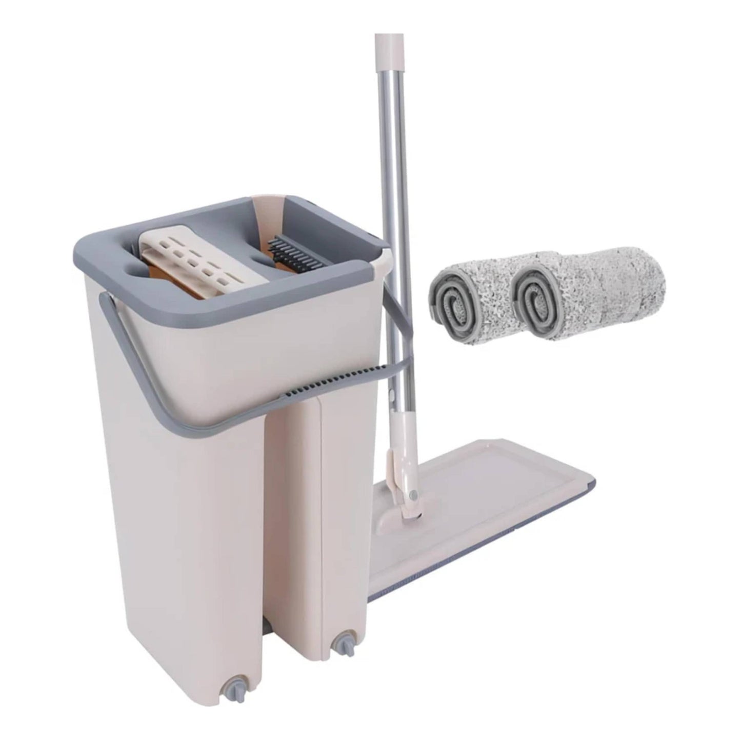 Luxtrous Floor Mop and Bucket Set Easy Flash Speed Mop with Squeeze Bucket Flat Mop for Floor Cleaning, Mini Dustpan and Brush Set 360 Rotating Head with 2 Micro fibre Pad.