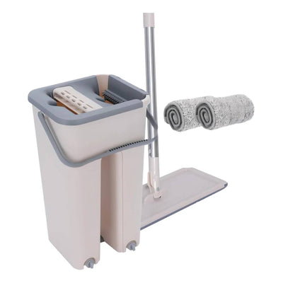 Luxtrous Floor Mop and Bucket Set Easy Flash Speed Mop with Squeeze Bucket Flat Mop for Floor Cleaning, Mini Dustpan and Brush Set 360 Rotating Head with 2 Micro fibre Pad.