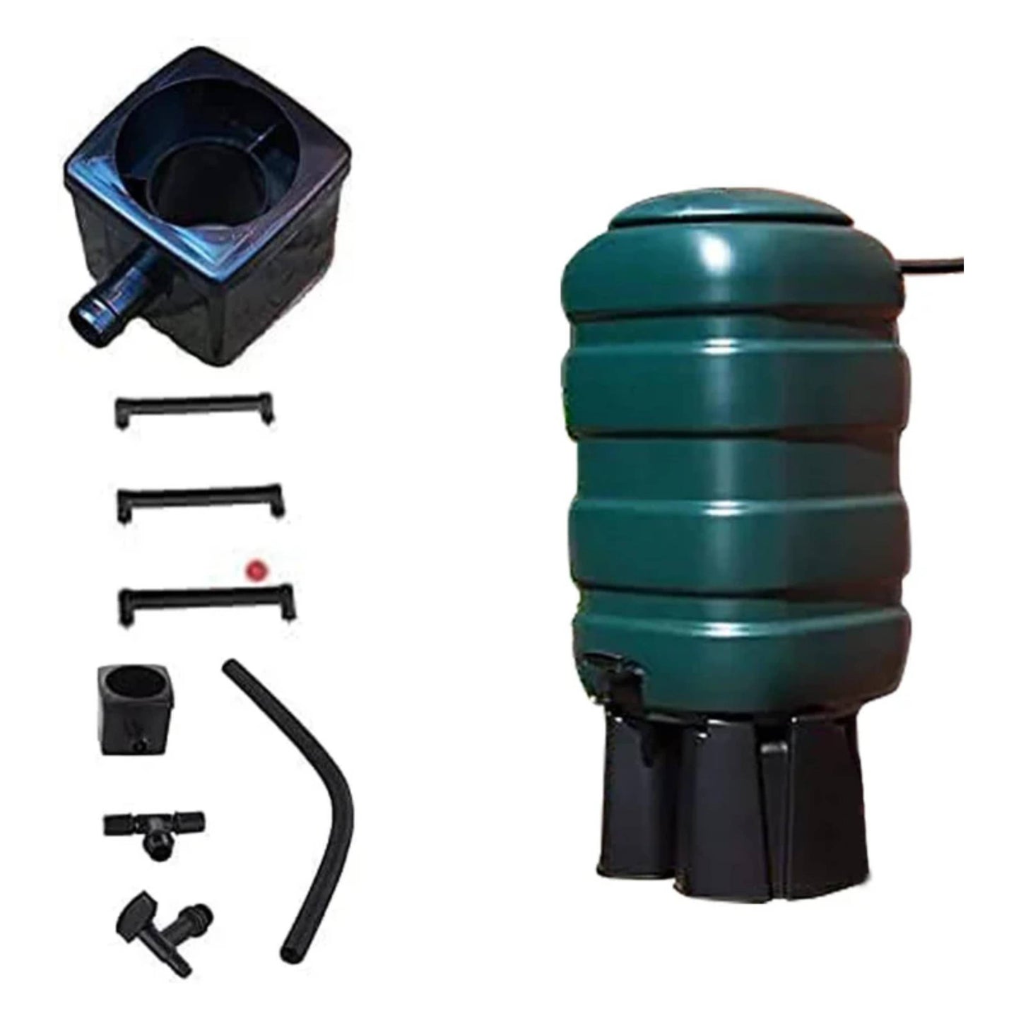 Fine Garden 100L Water Butt Kit with Stand, Tap, Hose, T-Piece, Diverter Complete Rainwater Collector for Eco-Friendly Gardening and Water Conservation and Water with Easy Installation.