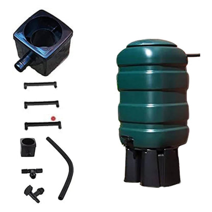 Fine Garden 100L Water Butt Kit with Stand, Tap, Hose, T-Piece, Diverter Complete Rainwater Collector for Eco-Friendly Gardening and Water Conservation and Water with Easy Installation.