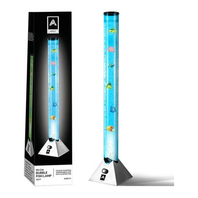 Aspect Sensory Lights Bubble Fish LED Colour Changing LED Light Bubble Fish Mood Lamp with Sturdy Base - Artificial Jelly Fish Sensory Lamp for Home, Work - (90 cm, Silver)