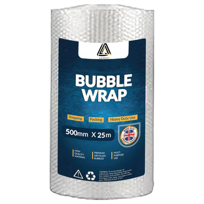 Aspect Bubble Wrap for Moving House | Large Premium Wraps Roll 500mm x 100m | Moving Home Essentials Packaging Glass, Easy Packing, Office and Industrial Use (25 Meter)
