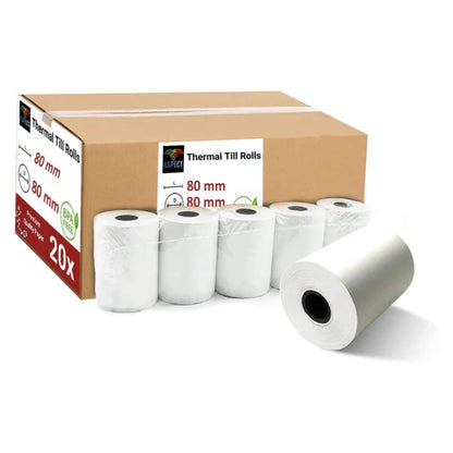 Aspect Thermal Paper Till Rolls 20 Rolls - Till Rolls for POS PDQ EPOS Cash Registers - BPA Free Cash Register Rolls-Made in The UK Pack of 20