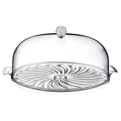Aspect Cake Stand With Dome Lid, Acacia Cake Plate with Cover, Cake, Cupcake and Cooking serving platter with lid, Clear Acrylic Dome Cover for Cakes,Pastries,Cheese - Ideal for Birthday,Wedding,Cafe