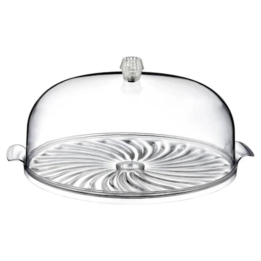Aspect Cake Stand With Dome Lid, Acacia Cake Plate with Cover, Cake, Cupcake and Cooking serving platter with lid, Clear Acrylic Dome Cover for Cakes,Pastries,Cheese - Ideal for Birthday,Wedding,Cafe