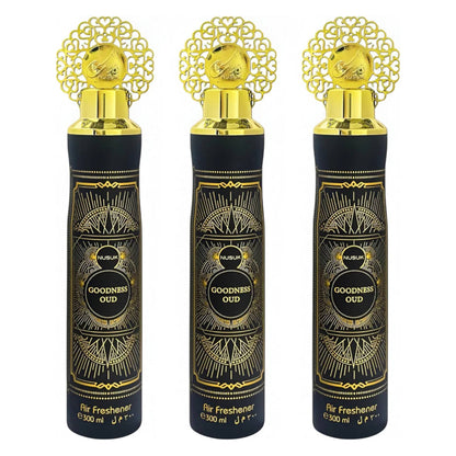 Luxtrous Long-Lasting Dubai Air Fresheners – Alcohol-Free Arabic Air Freshener for Home, Office, Hotel, Car & More | Arabian Air Freshener with Luxury Scent, 300 ml (Pack of 3) (Goodness Oud Black)