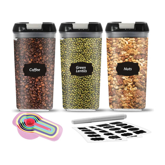 LUXTROUS Heavy Duty Airtight Food Storage Containers – Plastic Multi-Size Storage Jars (3pcs X 1.2L)
