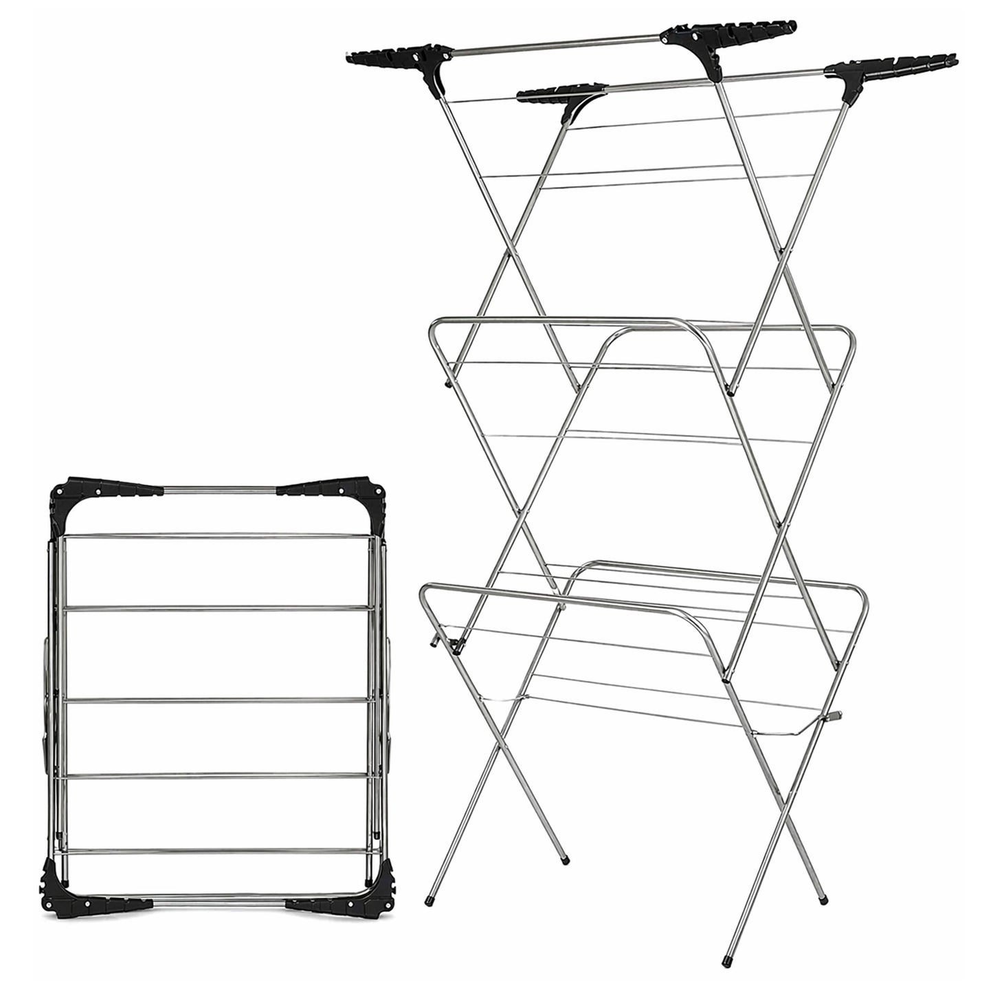 Aspect Clothes Airer,Clothes Drying Rack, 3 Tier Clothes Airer Indoor Cloth Airer With Extra Wings, Non-Slip Wet Clothes Dryer, Folding Clothes Horse Indoor and Outdoor All Weather Laundry Rack
